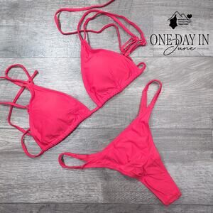 CharmLeaks Adjustable Triangle Thong Bikini Swimsuit Size XL